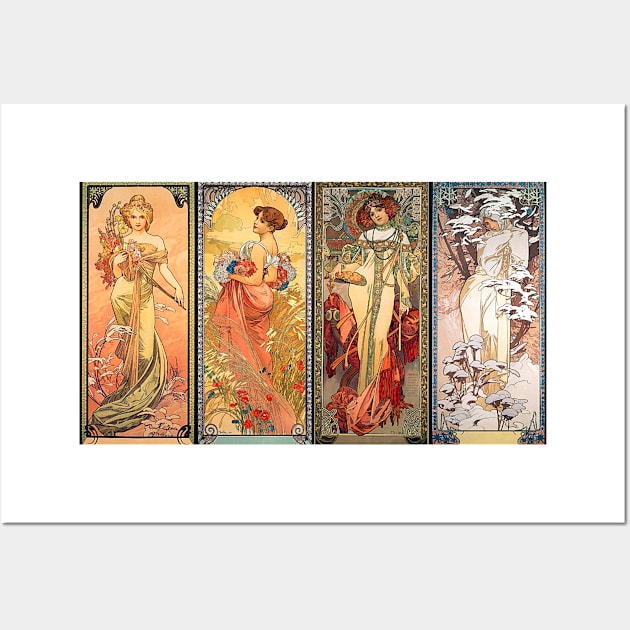 Alphonse Mucha Four Seasons Art Nouveau Wall Art by JoolyA